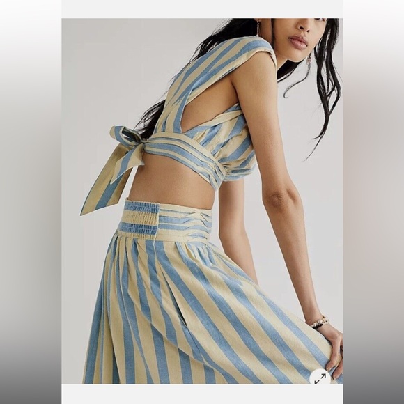Free People Blue Striped Matching Set - Picture 2 of 12